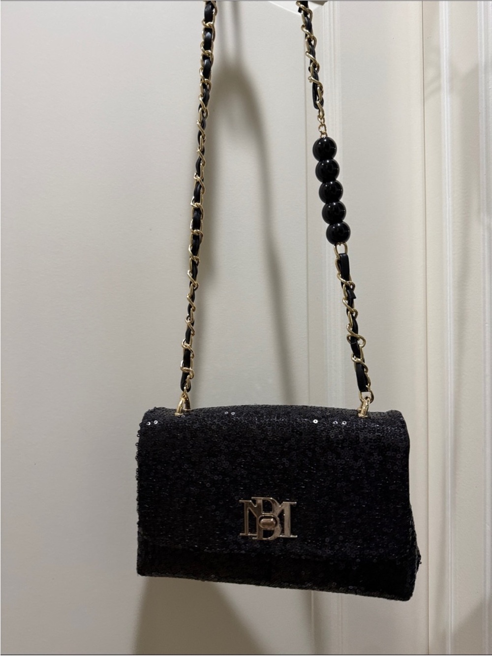 Badgley Mischka black Sequin Pearl Crossbody/ShoulderBag - Picture 3 of 10